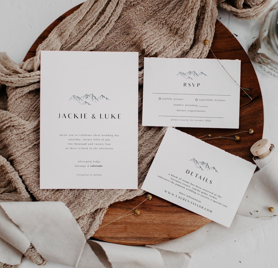 AllieAndOak — Mountain Wedding Invitation Template — best for Best for outdoor weddings