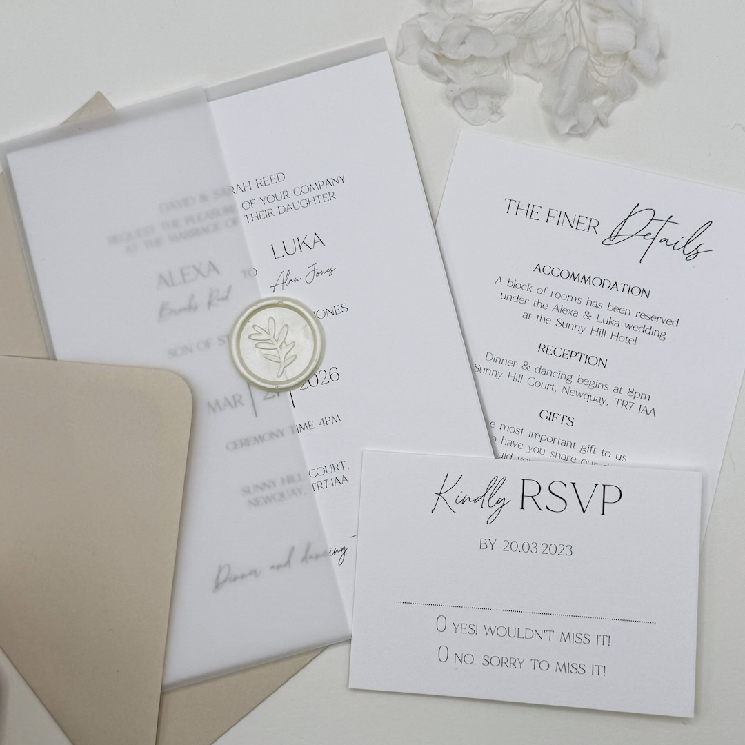 AnnoushkaPaperieShop — Traditional Vellum Wrap Suite with Wax Seal — best for Best classic formal