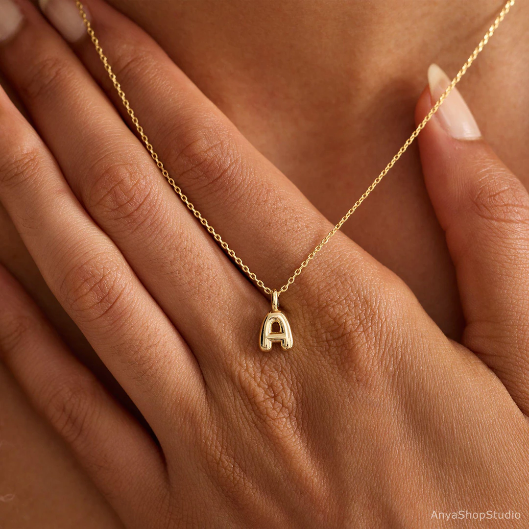 Custom Bubble Initial Necklace