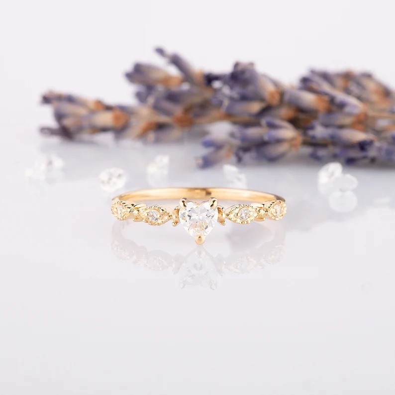 YourAsteria — Dainty 14K Gold Heart Promise Ring — best for Most affordable