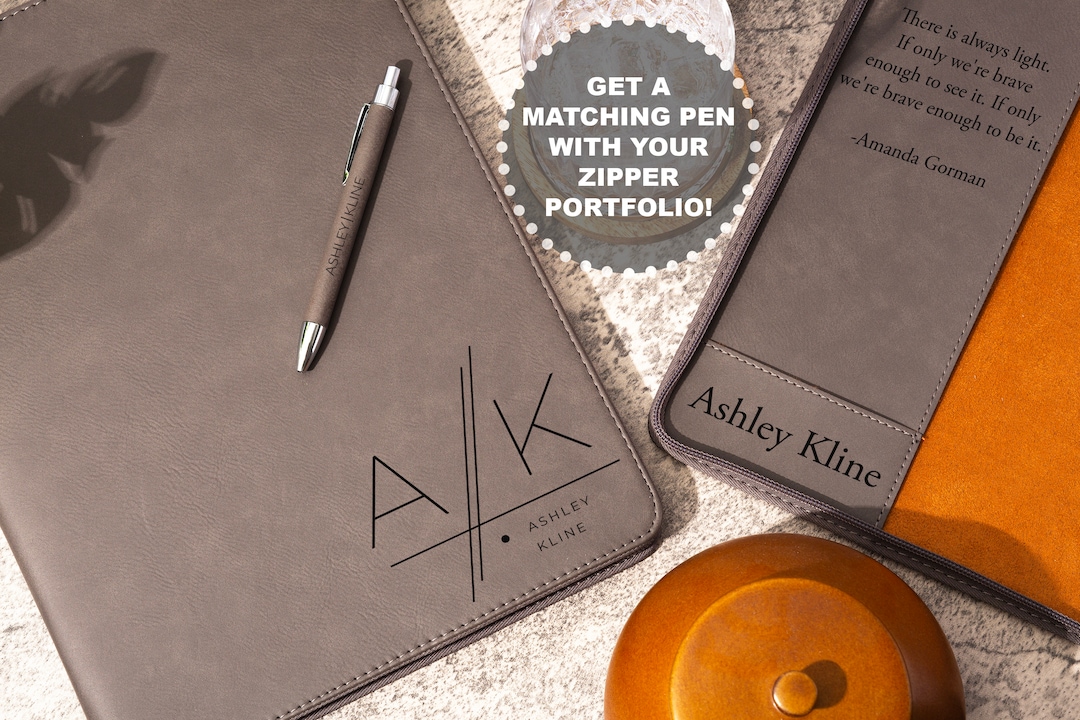 ATHENUS — Custom Leather Portfolio with Pen — best for Best interview prep gift