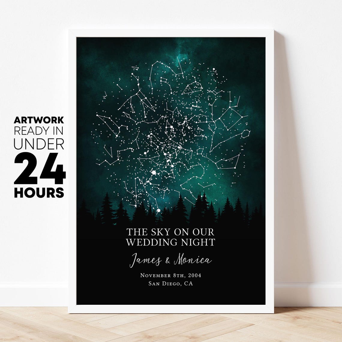 Personalized first anniversary paper print with wedding date from UltimateGiftsShop on Etsy