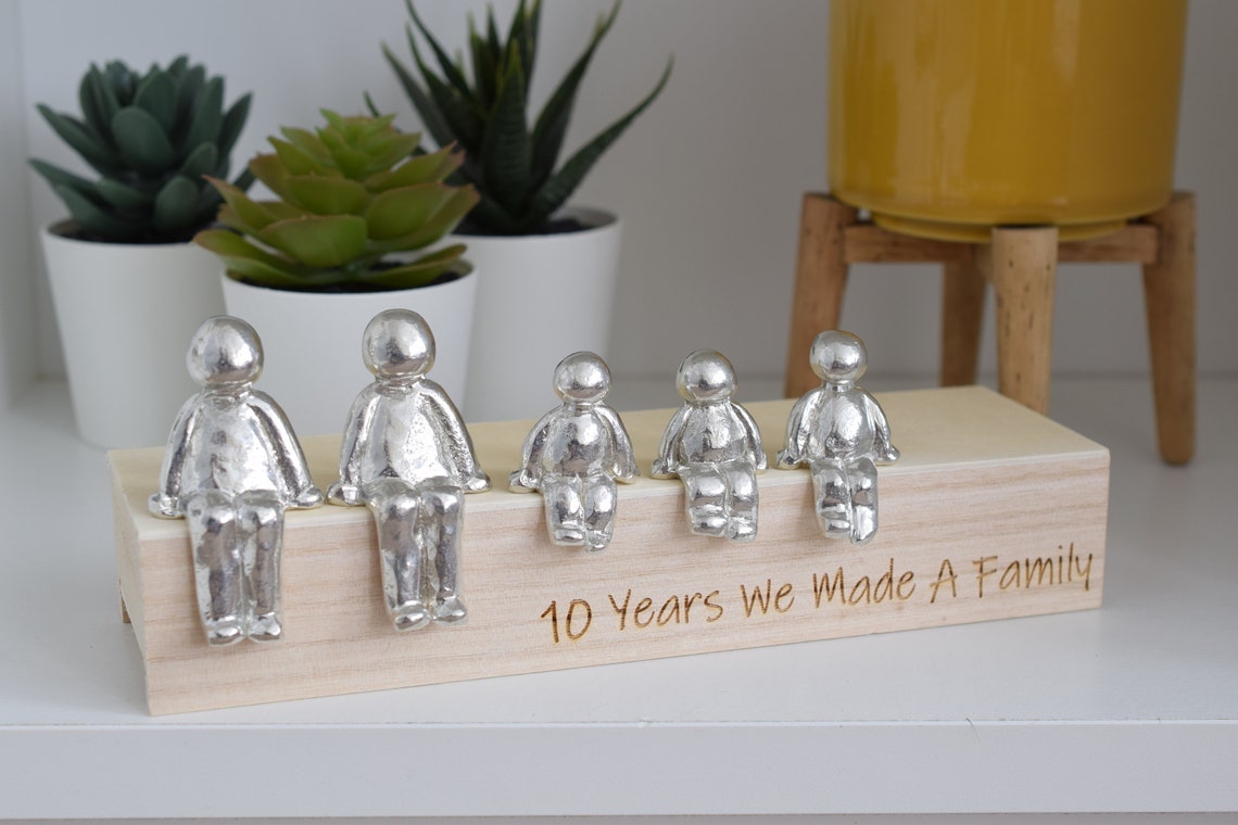 Tin family figurine sculpture for tenth anniversary from 10thAnniversaryGifts on Etsy
