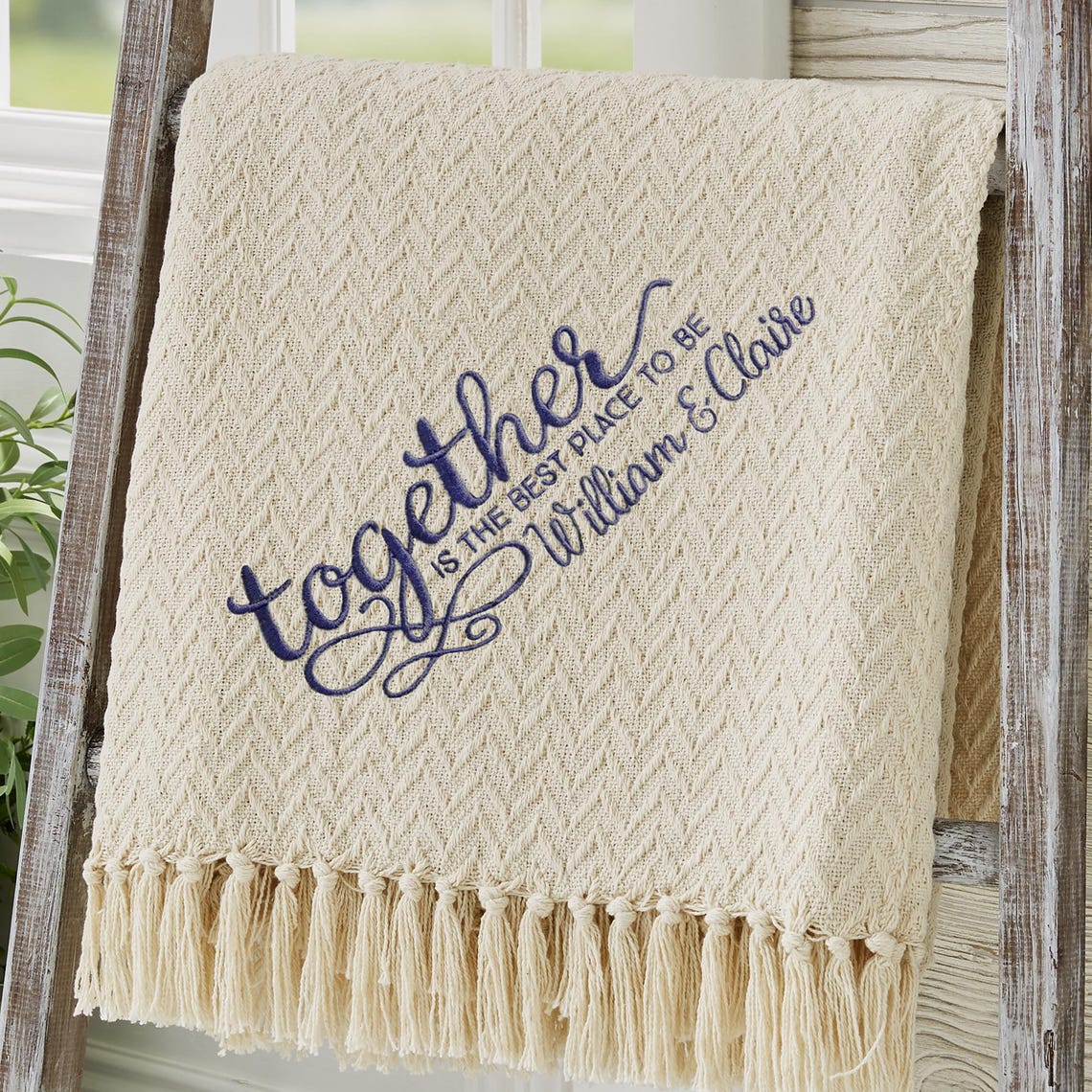 Personalized Together couples afghan blanket with names from PersonalizationMall on Etsy