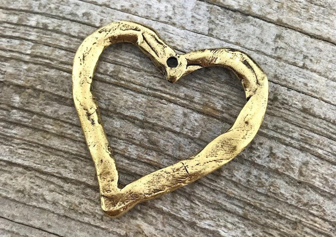 Gold large open heart pendant necklace from CarsonsCove on Etsy