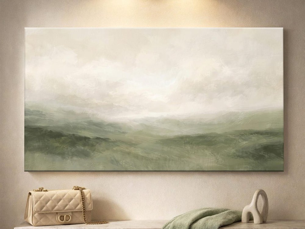 TailoredCanvases — Muted Greens Canvas Art, Neutral Abstract — best for Best budget canvas
