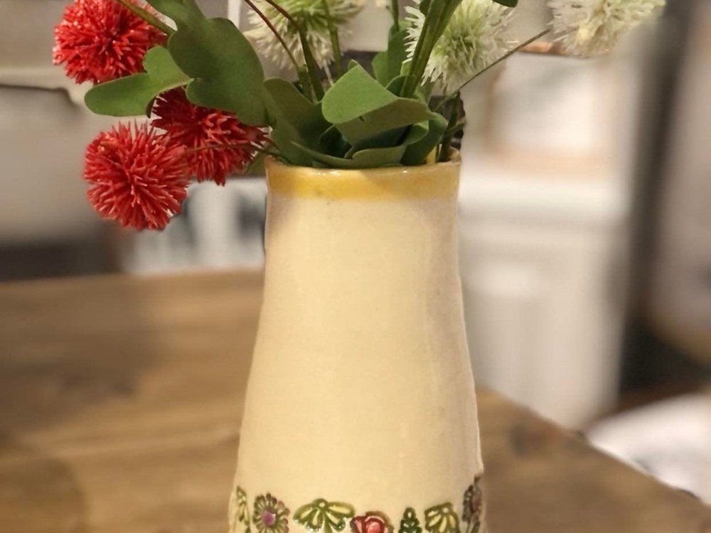 TwoPupsPottery — Wildflower Ceramic Vase, Hand-Painted Pottery — best for Best everyday vase