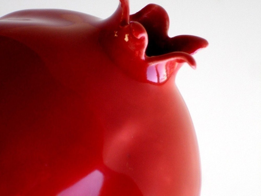 NewMoonCeramics — Porcelain Red Pomegranate Vase, Original Design — best for Best made-to-order piece