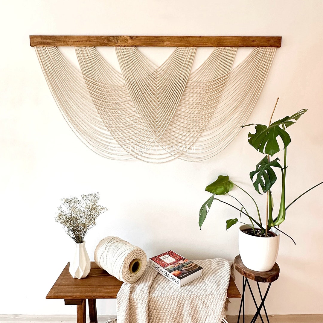 Bonniehandmadee — Large Macrame Wall Hanging, Minimalist Tapestry — best for Best minimalist large-scale piece