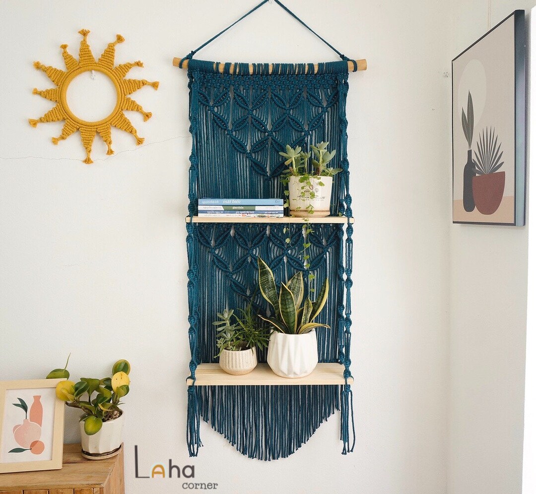 LahaCorner — 2-Tier Macrame Wall Hanging Shelf — best for Best shelving and decor combo