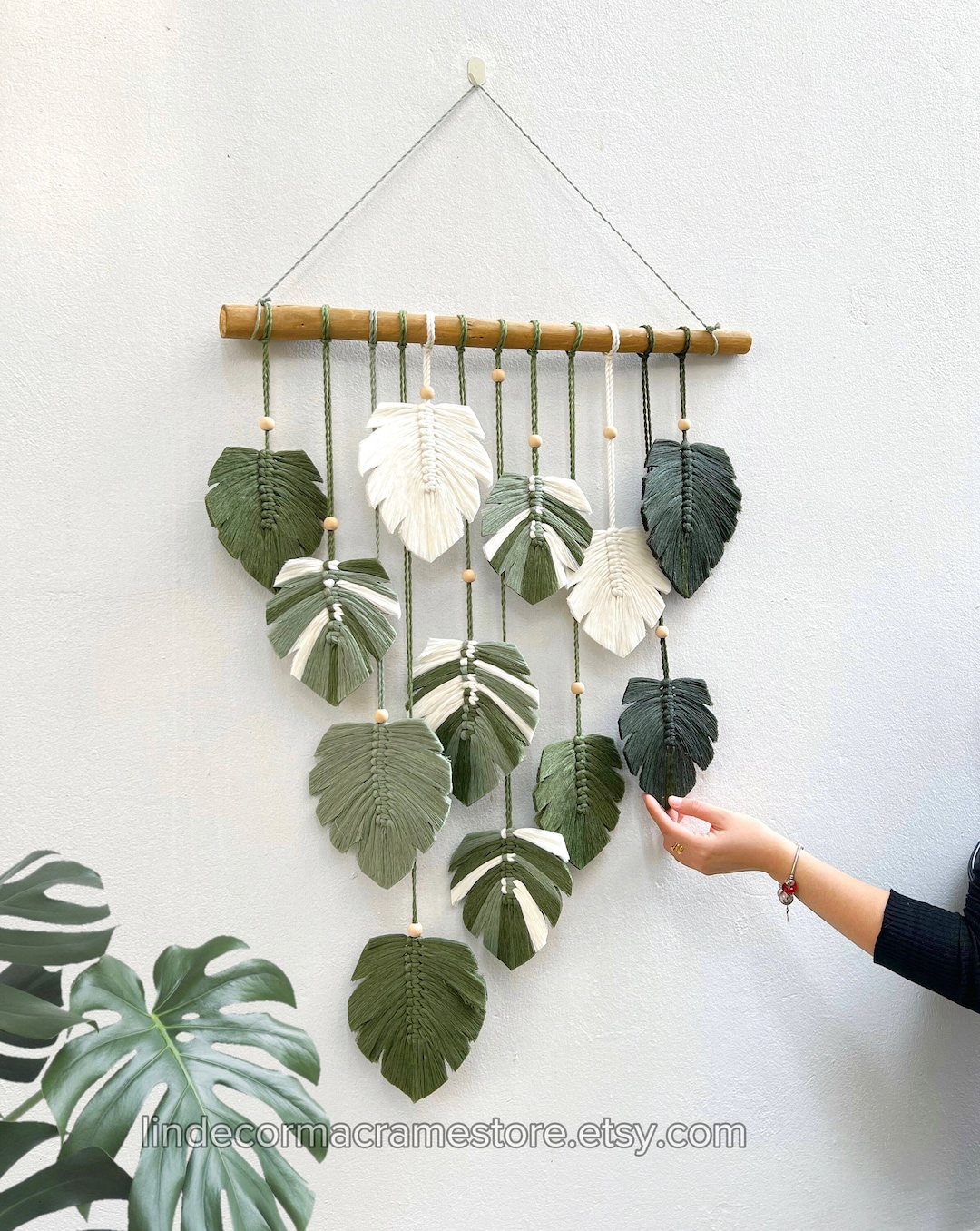 LinDecorMacrameStore — Monstera Leaves Handmade Wall Decor — best for Best statement leaf print