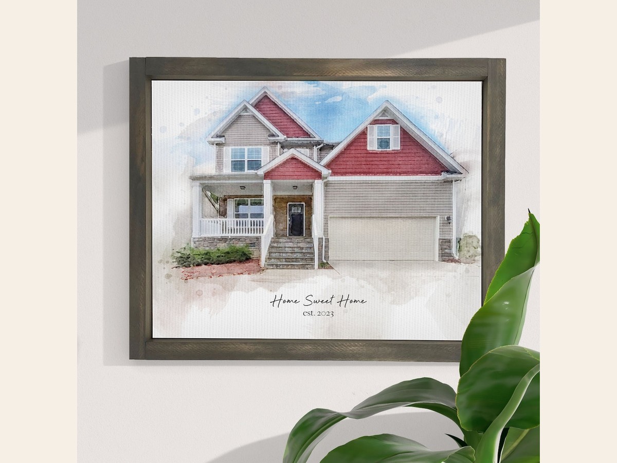 Inspireddecorco — Personalized House Portrait Canvas — best for Best personalized