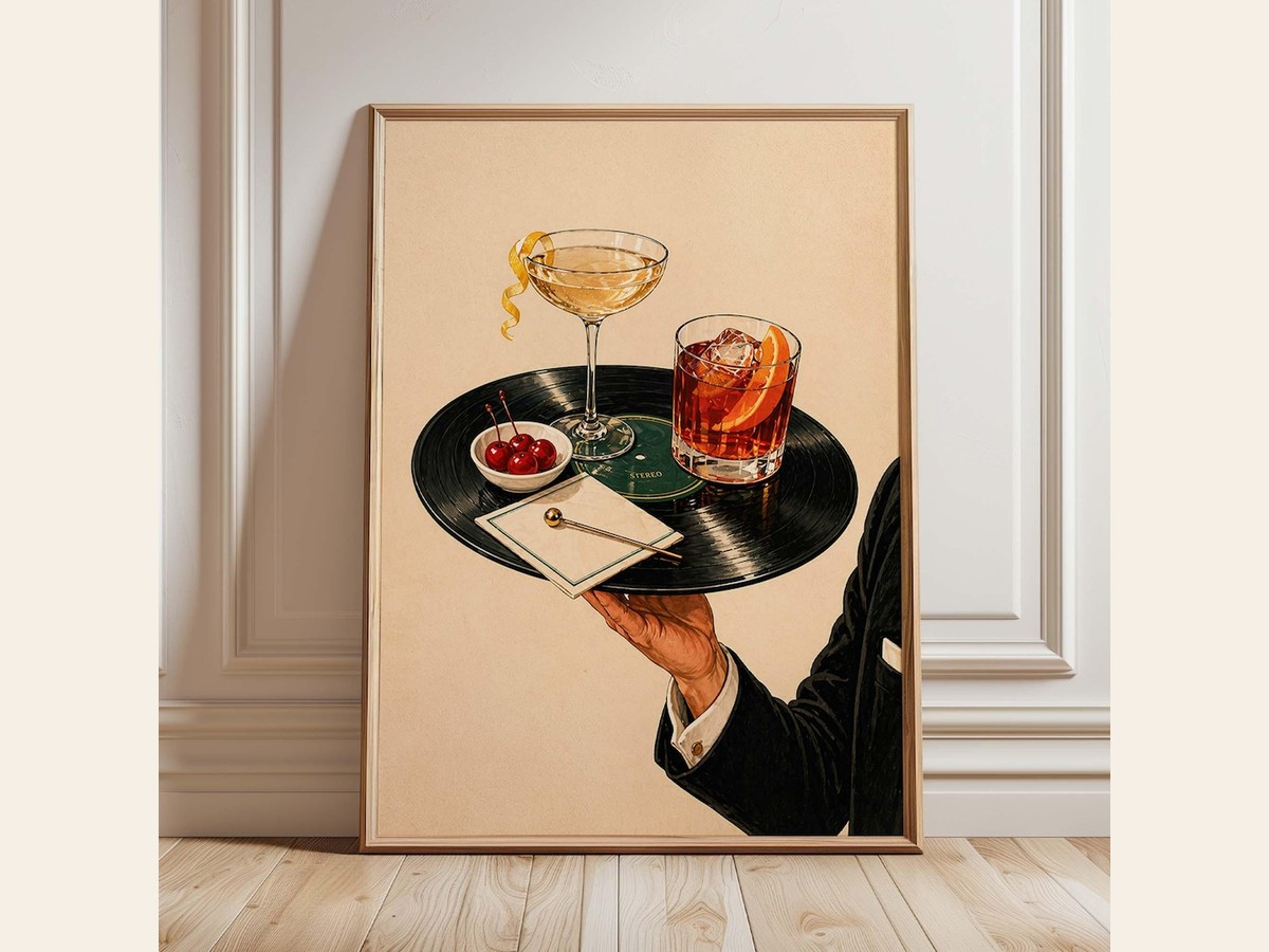 VoxFeline — Vintage Cocktail Print, Bar Cart Art — best for Best for a home bar