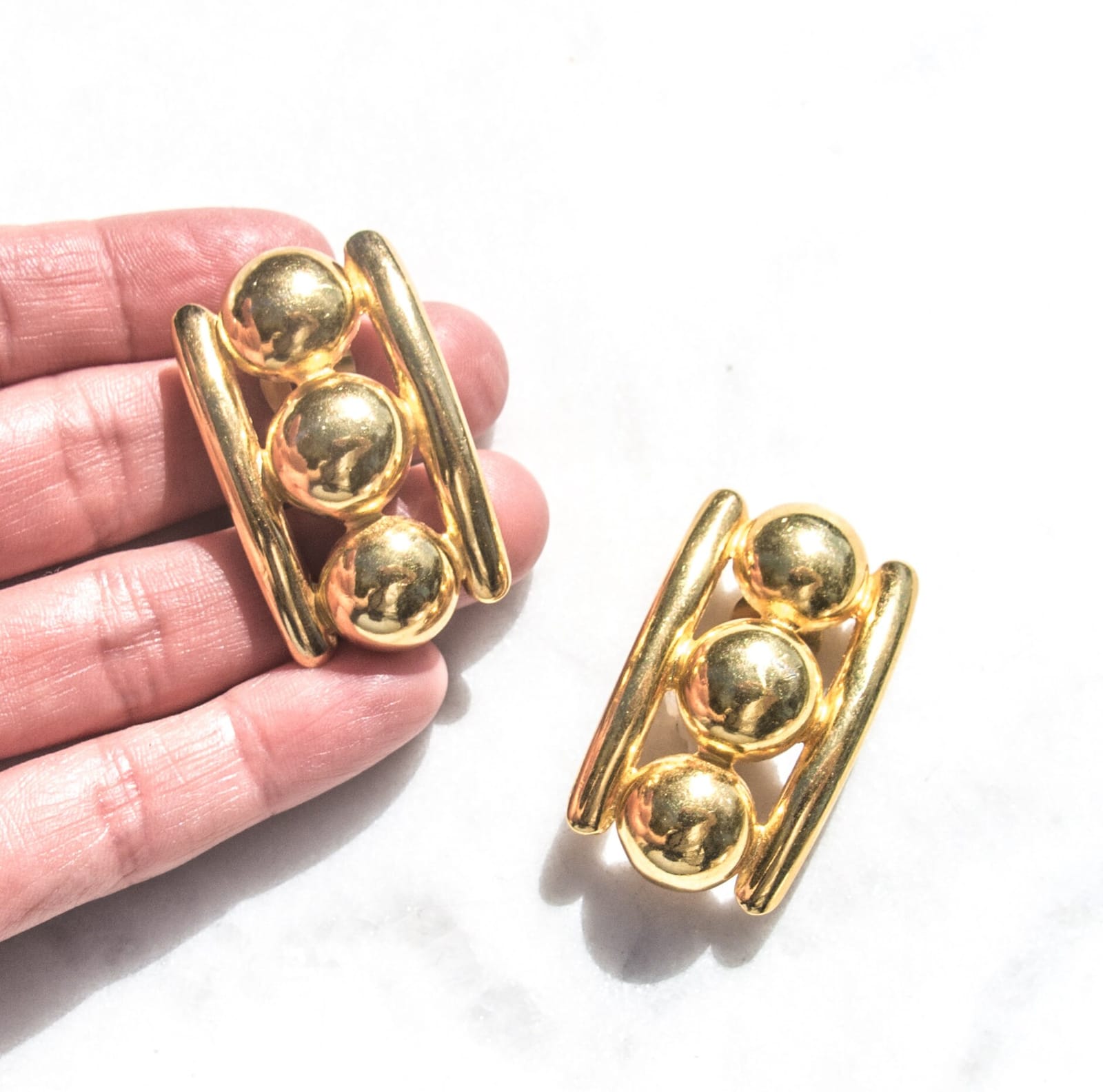 VintageExperienceCo — 1980s Gold-Tone Clip-On Earrings — best for Estate jewelry under $40