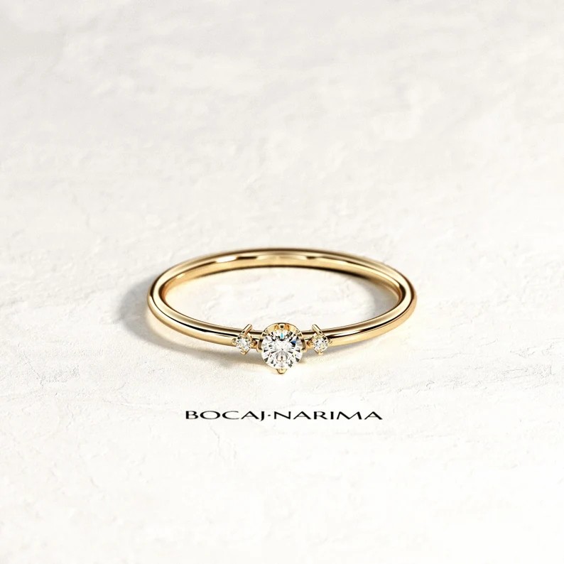 BocajNarima — Minimalist Three Stone Diamond Ring — best for Best premium pick
