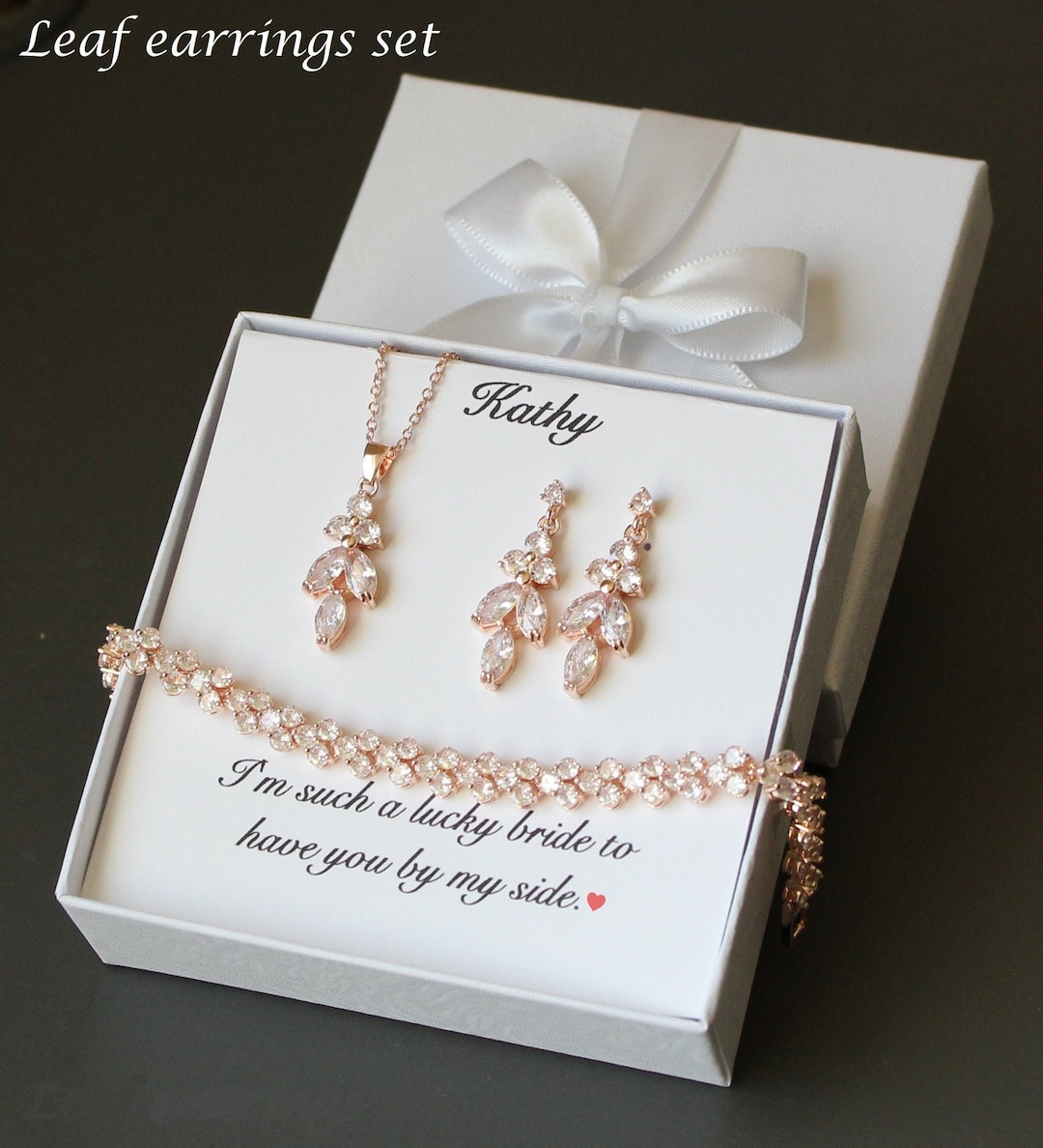 Pearlland88 teardrop pearl bridesmaid set with matching earrings, necklace and bracelet