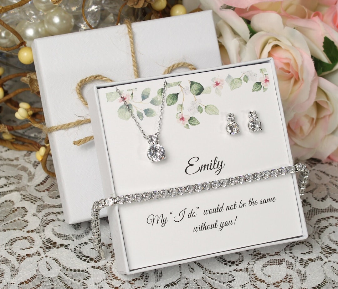 SHGems custom bridesmaid necklace earring and bracelet set in gold