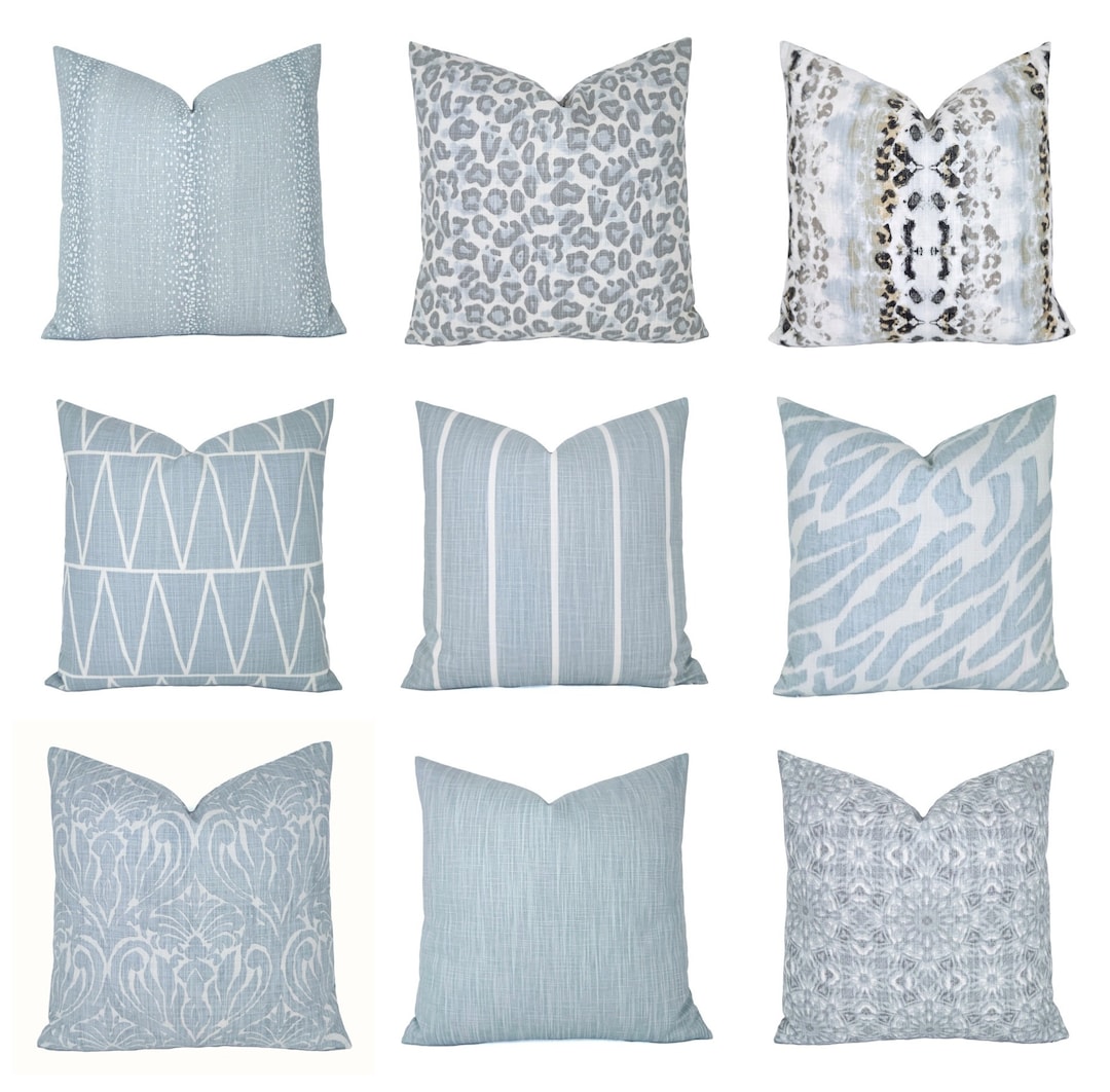 CastawayCoveDecor — Soft Blue and White Throw Pillow Cover — best for Best coastal blue