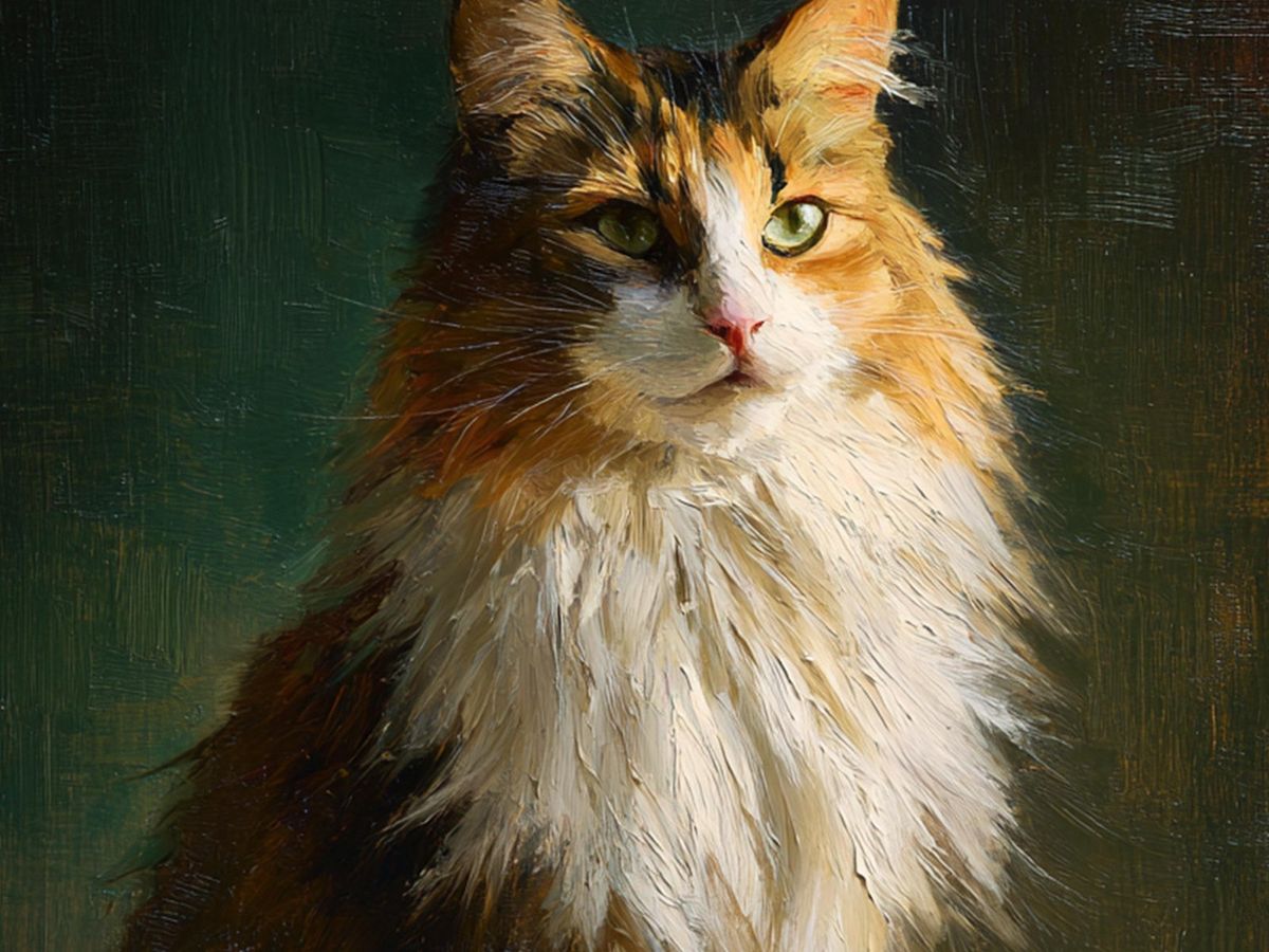 Thick-brushed oil painting of a cat on canvas, commissioned from a customer photo, the splurge cat mom gift