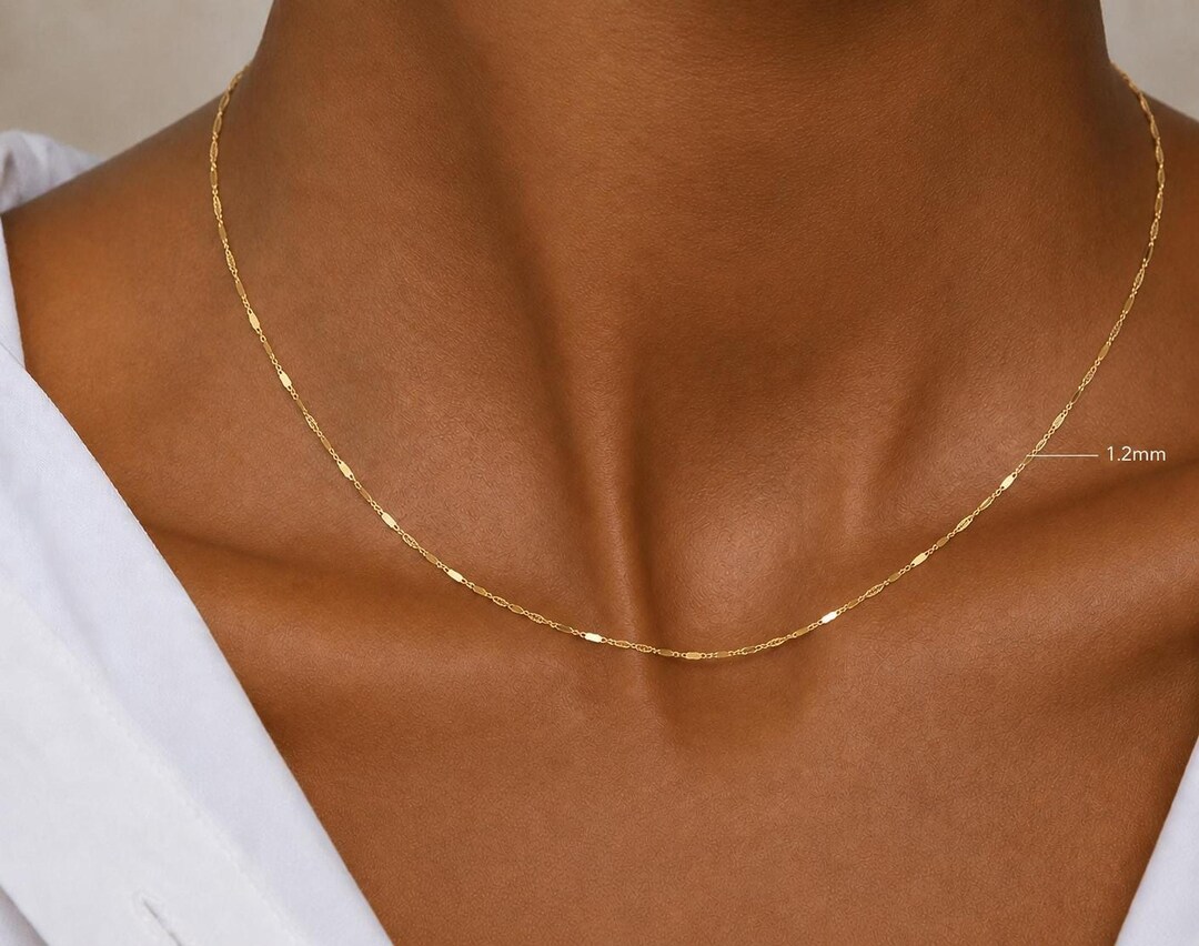 Fine solid 14k gold Singapore twist chain necklace