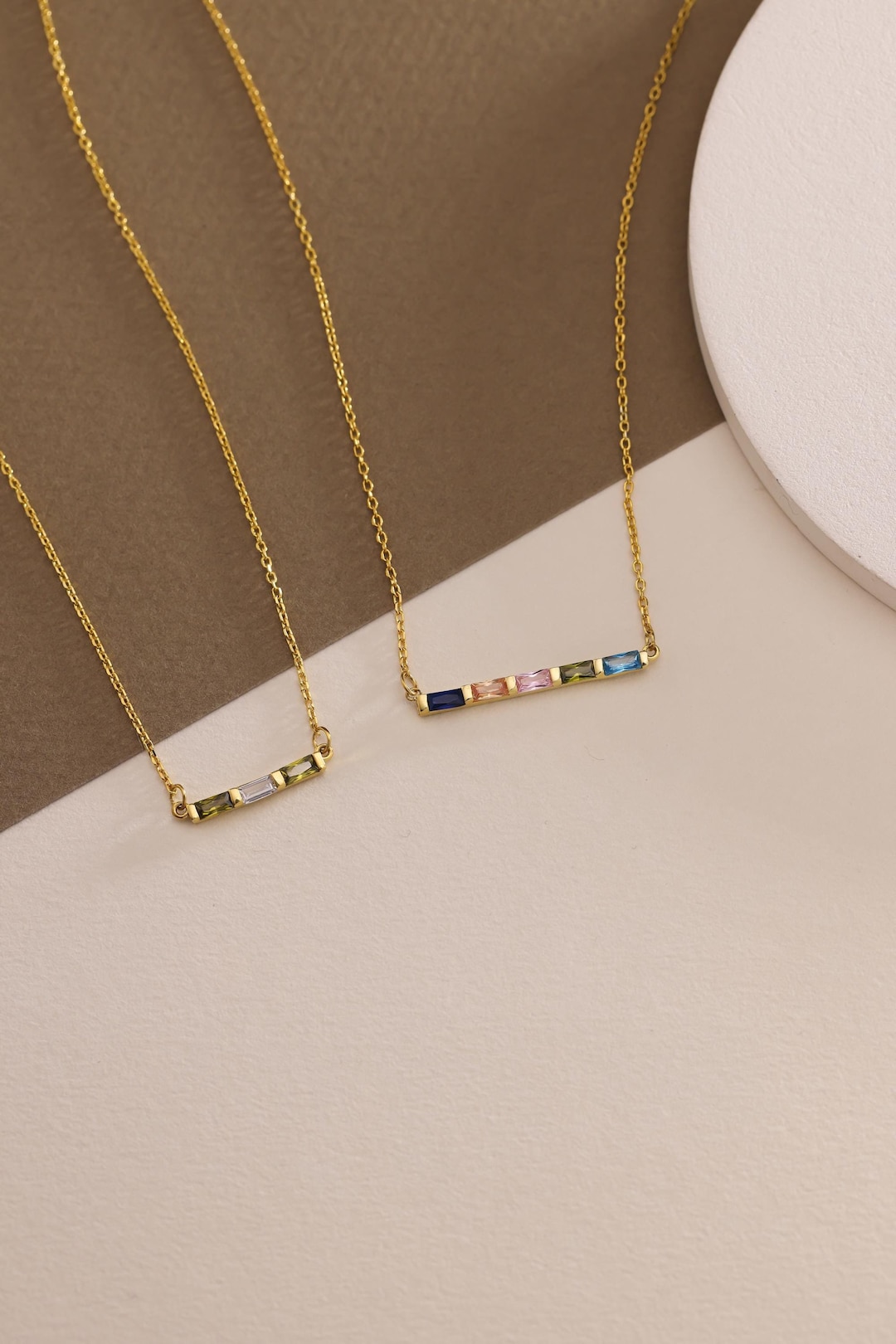 Family Baguette Birthstone Necklace