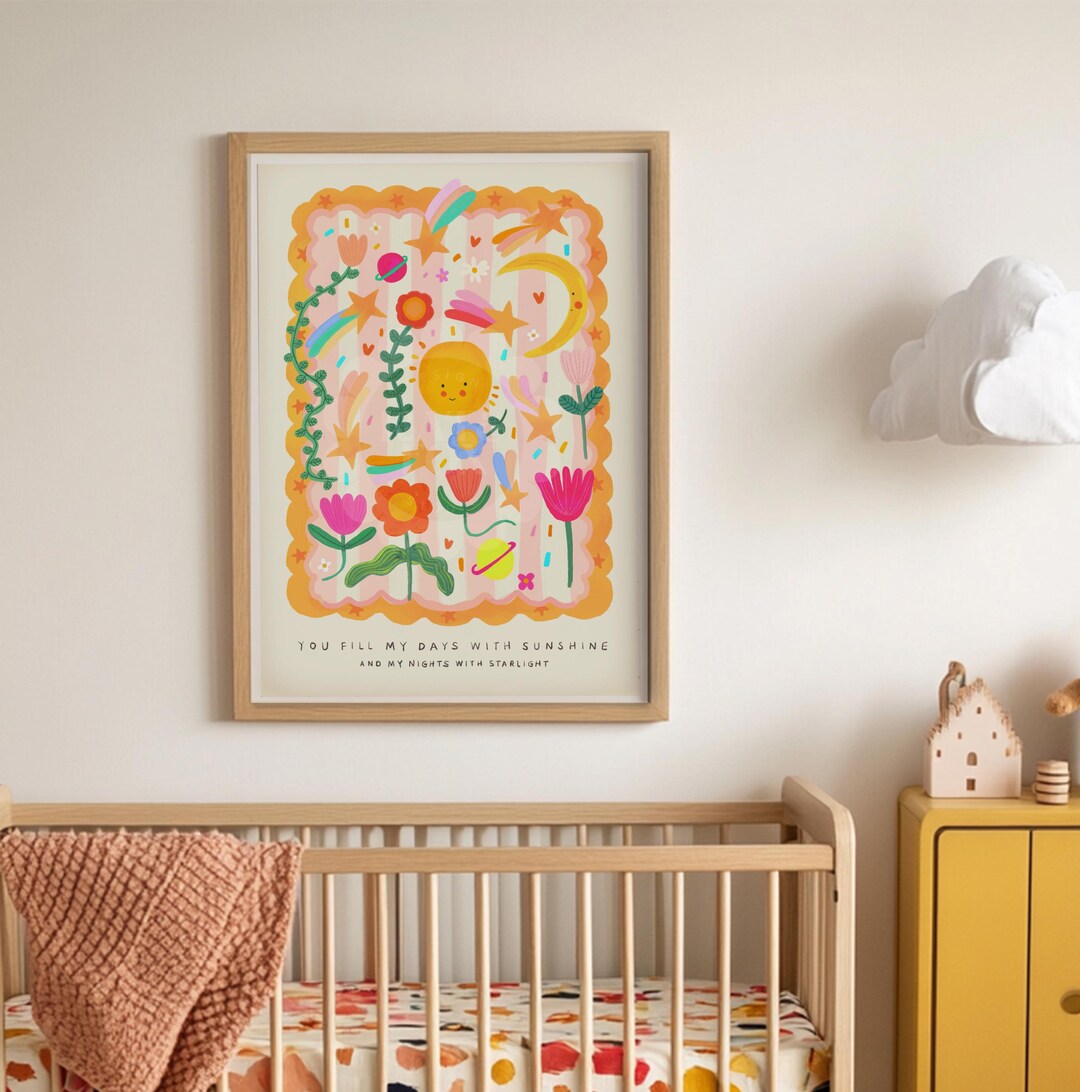 KateFoxDesign — You Are My Sunshine Colorful Art Print — best for Best gender-neutral statement print