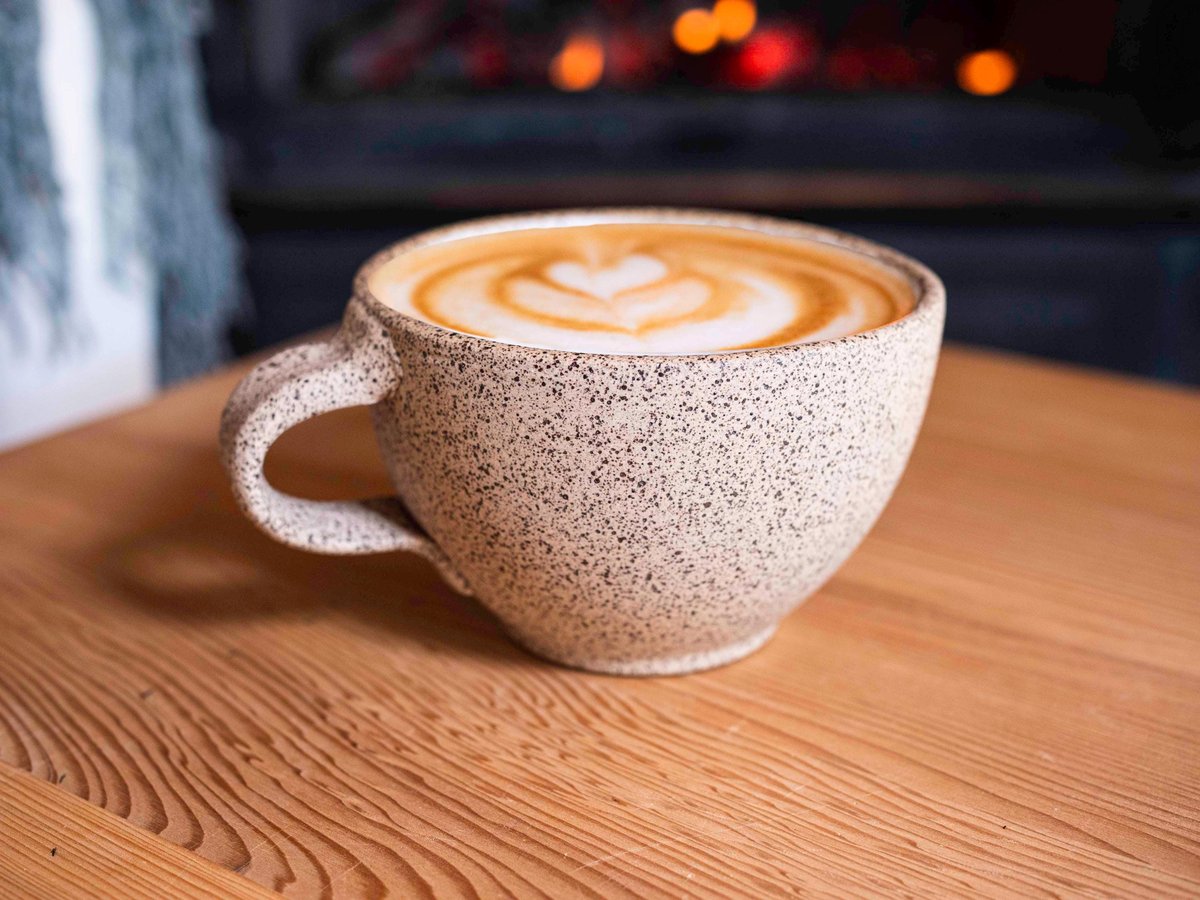 Spinware speckled white stoneware latte cup, a handmade ceramic mug on Etsy