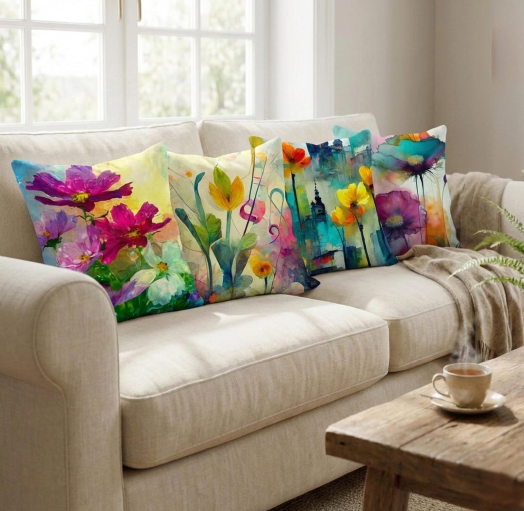 HomeCraftsTR — Watercolor Floral Botanical Pillow Cover — best for Best colorful floral