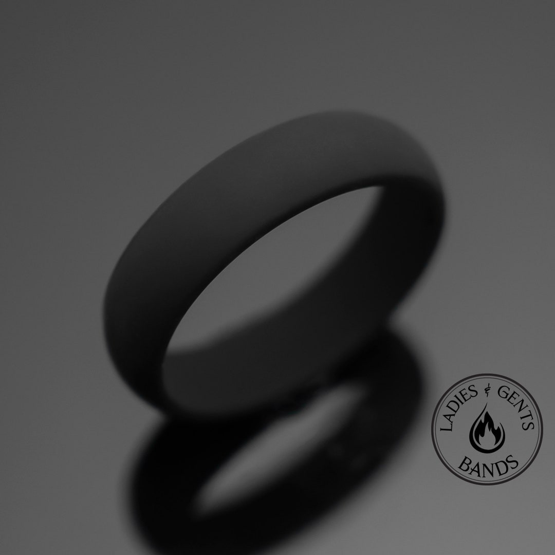 LadiesAndGentsBands — 6mm Black Silicone Wedding Band — best for Best for active guys