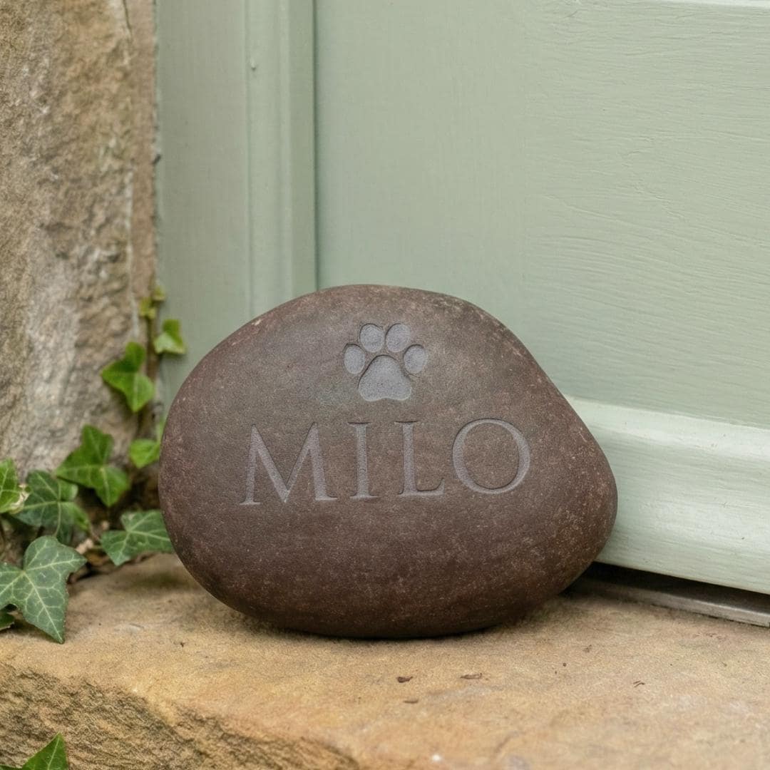 Personalised engraved pet memorial pebble stone with paw print Letterfest UK Etsy