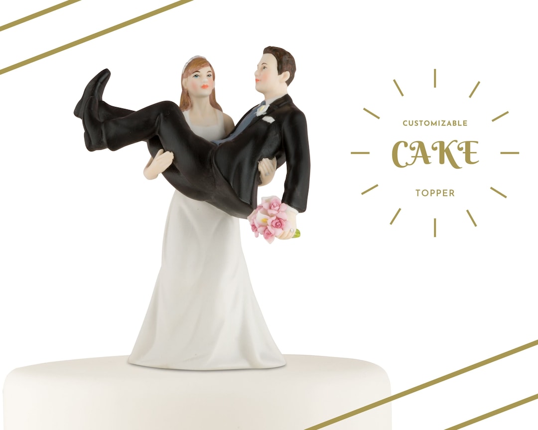LoveandLuxeHandmade — Funny Bride and Groom Custom Cake Topper — best for Couples who want laughs