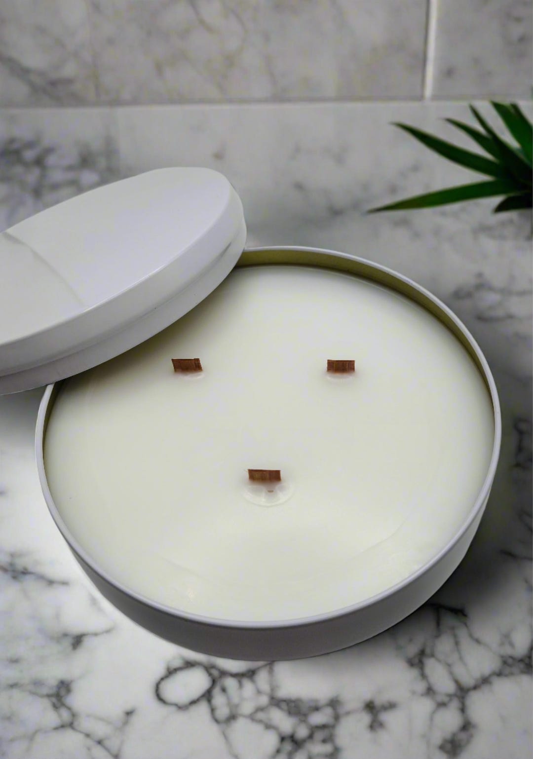 MandysCandleStore — Elegant White Tin Crackling Wood Wick Candle — best for Best modern minimalist