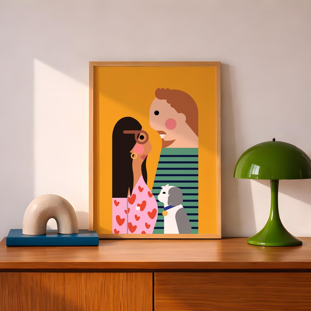 Myminifam modern family pet illustration Etsy