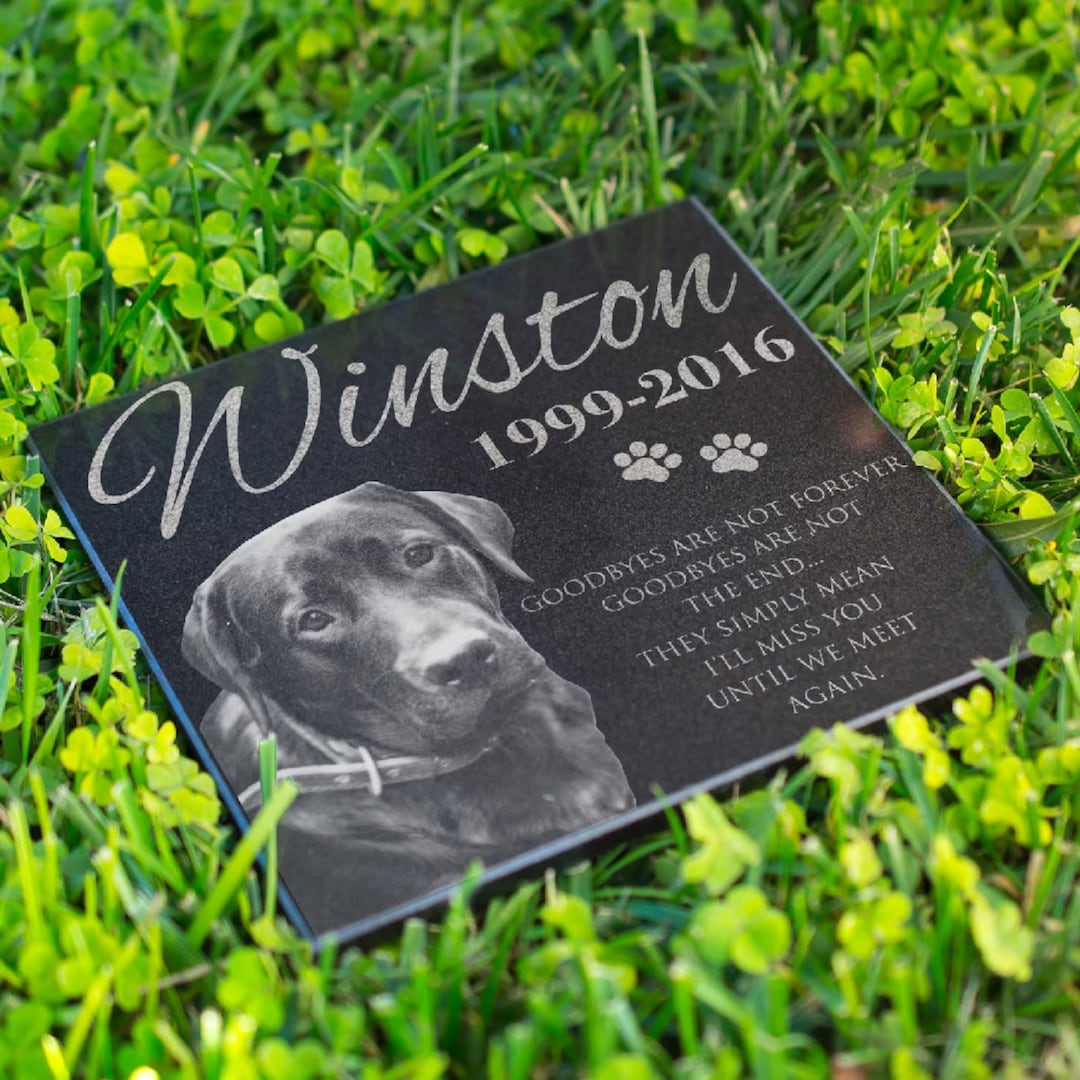 Engraved pet memorial stone garden marker with paw print PacificCustoms Etsy