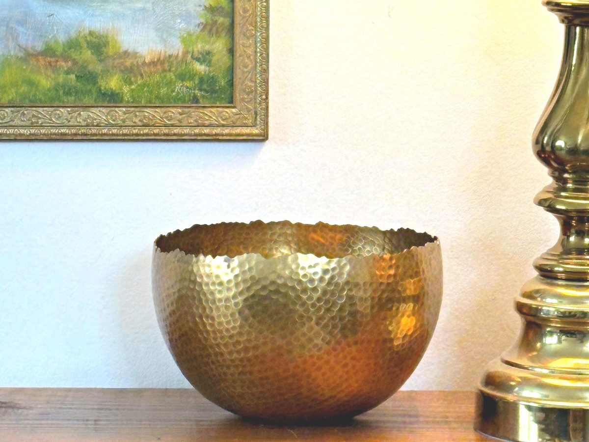 pattispolkadots, Large Hammered Brass Bowl, best for Best centerpiece