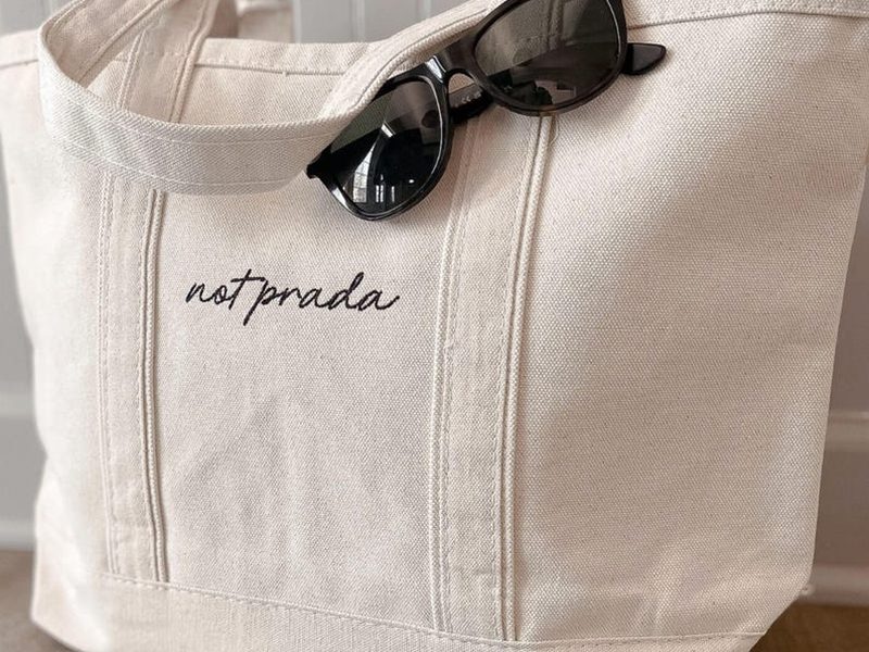 Custom embroidered monogram cotton tote bag from ShopatBash on Etsy