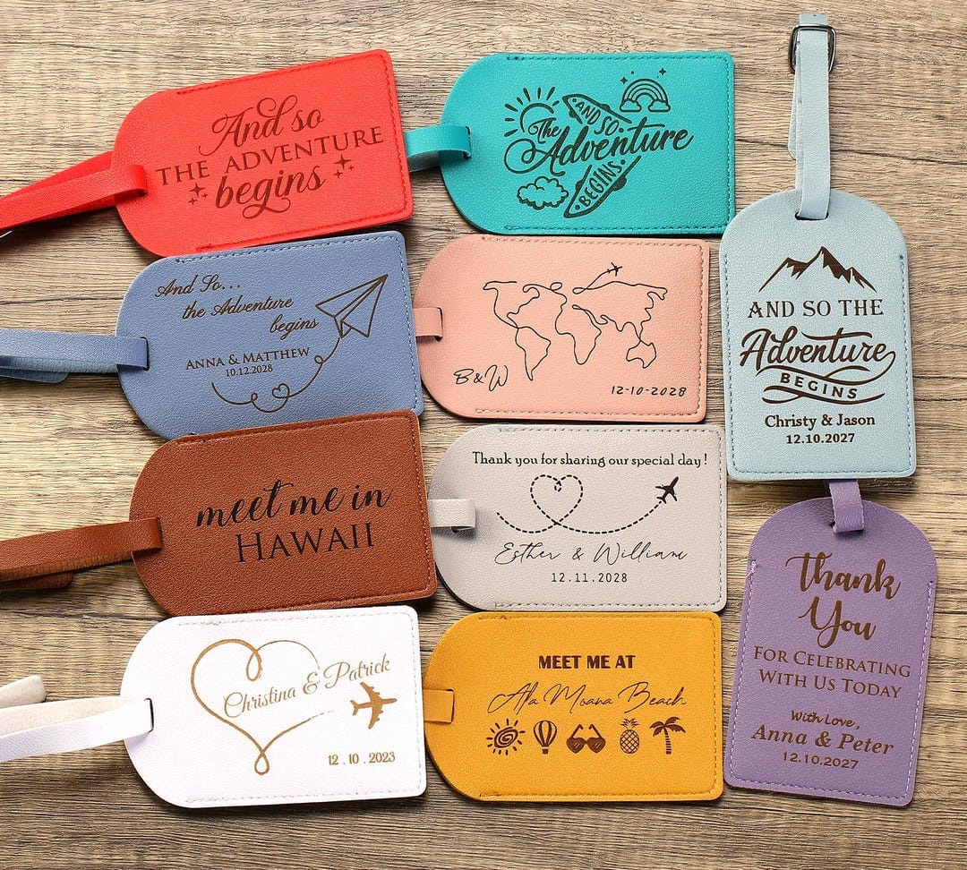 PongsArt — Custom Couple Luggage Tags Set of 10 — best for Best for destination weddings