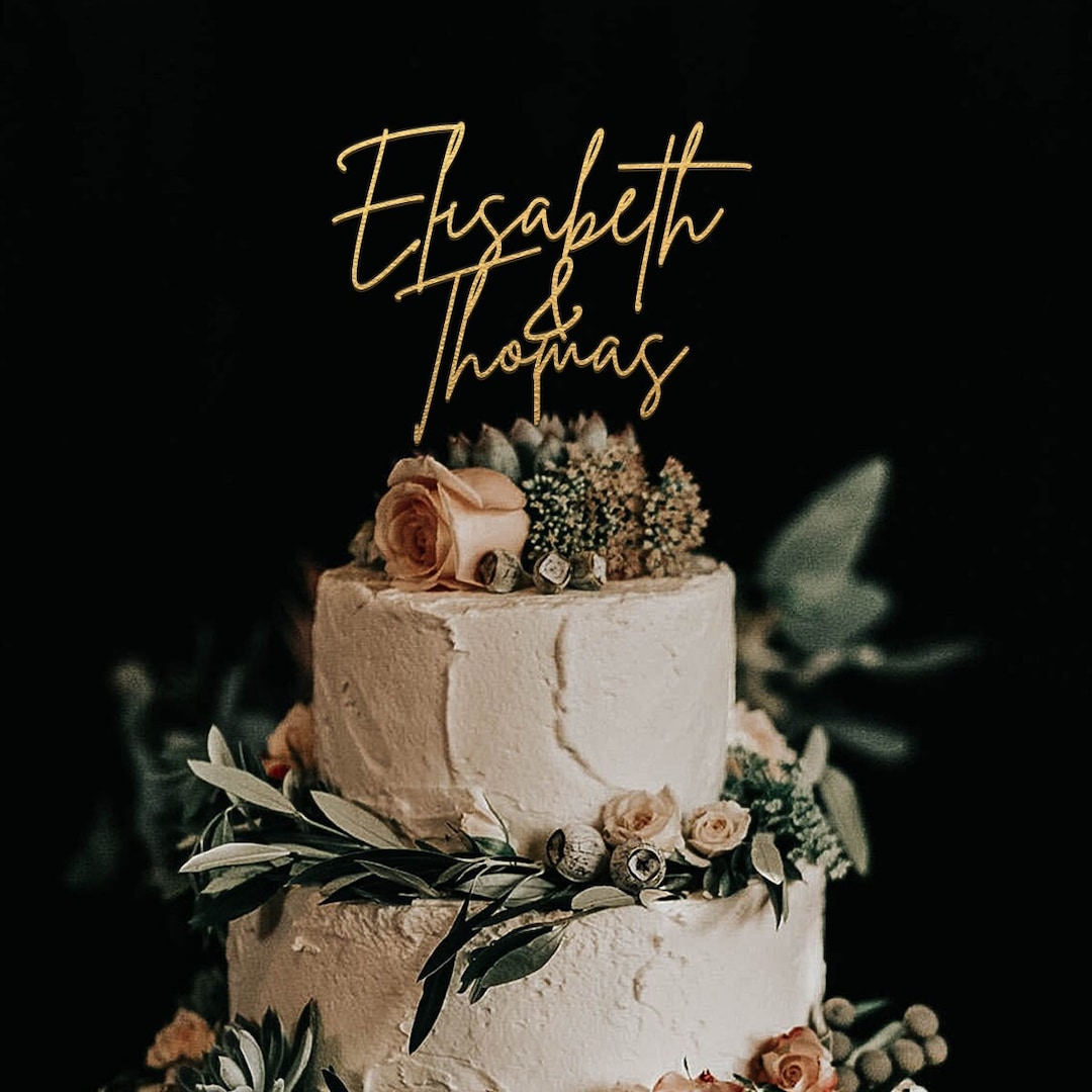 Rosewed — Gold Script Mr and Mrs Cake Topper — best for Classic weddings on a budget