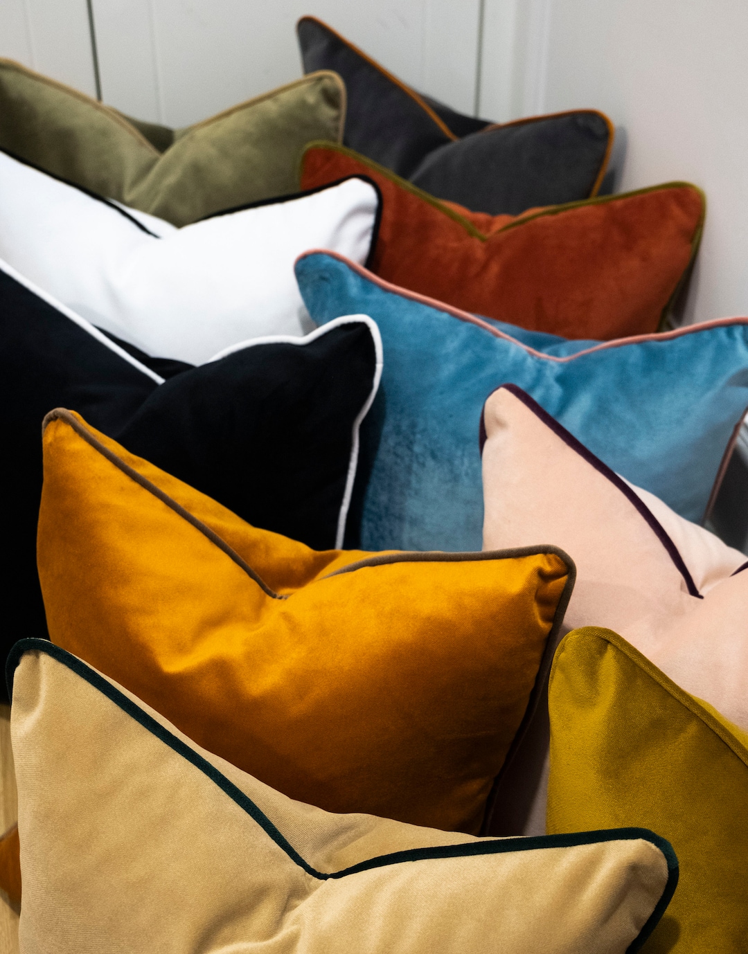 SoftHomeTextile — Luxury Velvet Pillow Cover with Piping, 30 Colors — best for Best velvet with piping