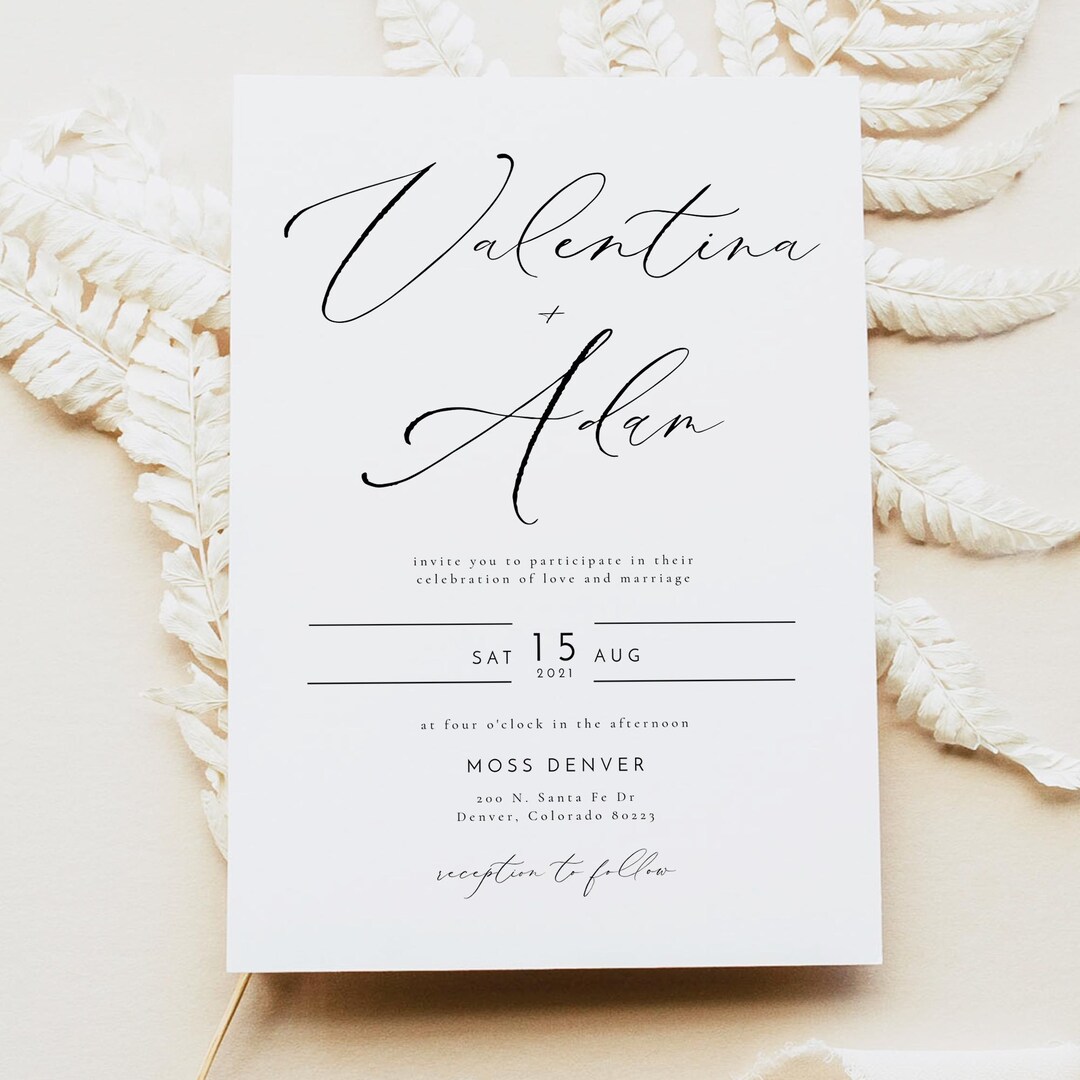 UnmeasuredEvent — Elegant Wedding Invitation Template VALENTINA — best for Best classic calligraphy