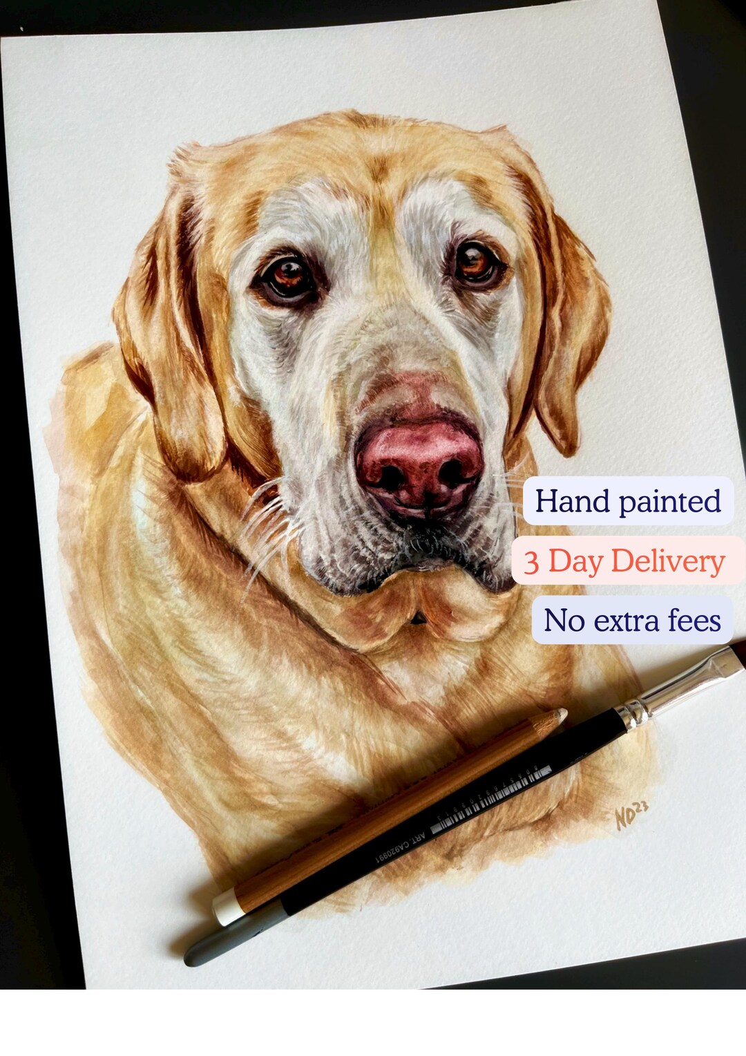 Veniceme hand-painted watercolor pet portrait Etsy