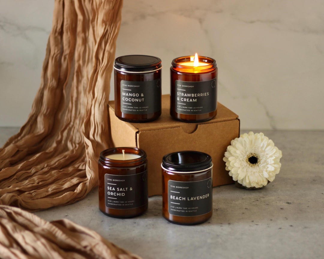 VivaWorkshop — Spring Floral Soy Candle in Amber Jar — best for Best floral seasonal