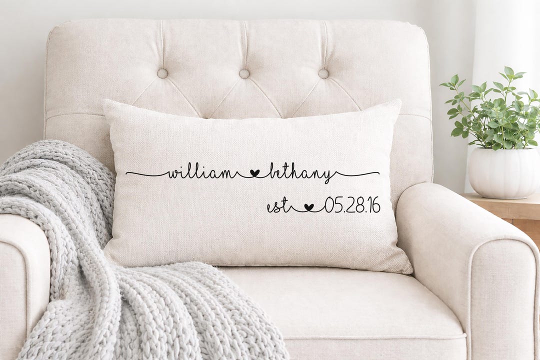 WillowCreekCompany — Personalized Wedding Pillow with Names and Date — best for Best personalized keepsake